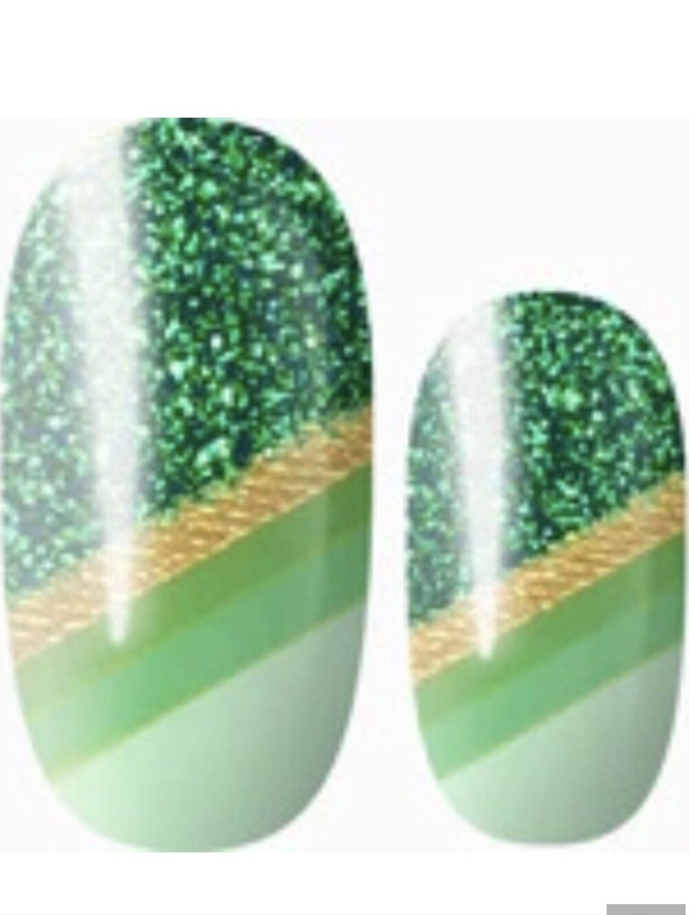 3 for 15 - LILY & FOX - QUEEN OF GREEN Nail Stickers Wrap Strips Green Glitter